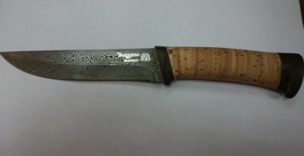 Охотничий нож Риф- 2 (рукоять - береста, дамаск)